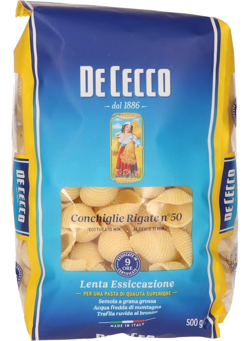 De Cecco Conchigli Rigate Pasta 500g - Image 1